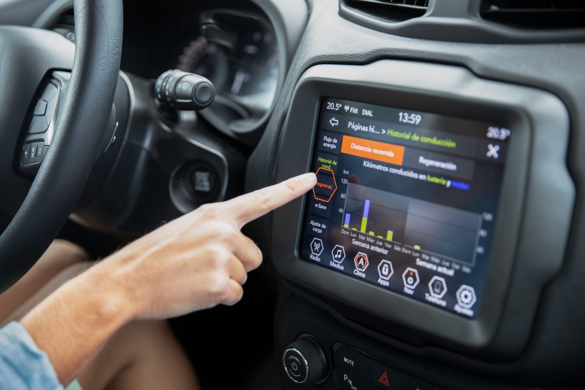 Close-up-on-woman-in-electric-car