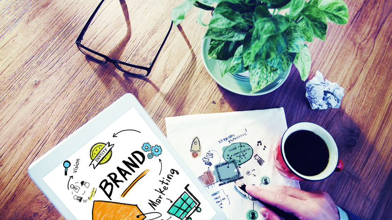 Businessman Digital Tablet Planning Marketing Brand Concept